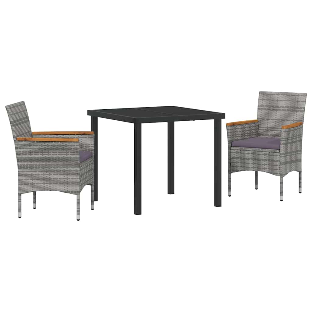 Ensemble de salle à manger pour jardin 3 pcs Gris polyrotin - XIOS