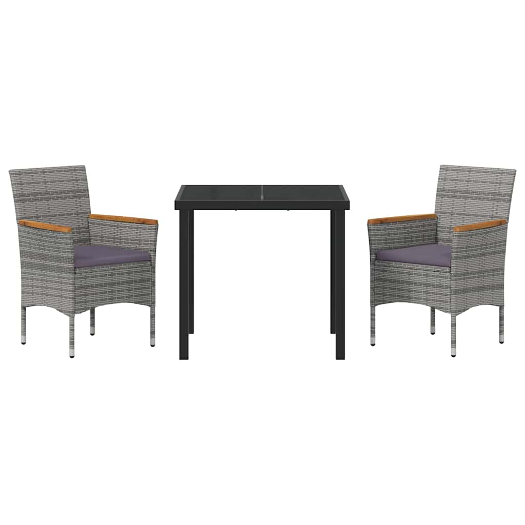 Ensemble de salle à manger pour jardin 3 pcs Gris polyrotin - XIOS