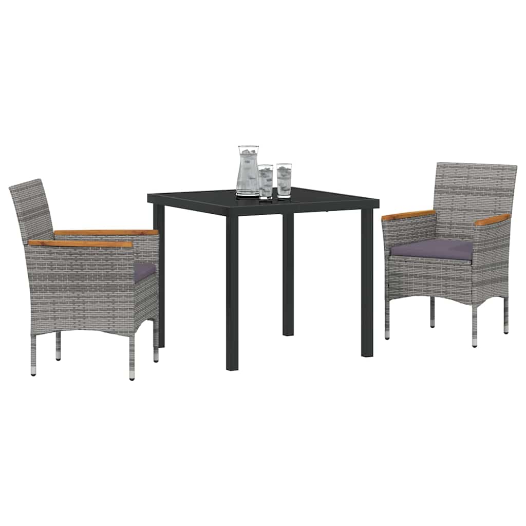 Ensemble de salle à manger pour jardin 3 pcs Gris polyrotin - XIOS