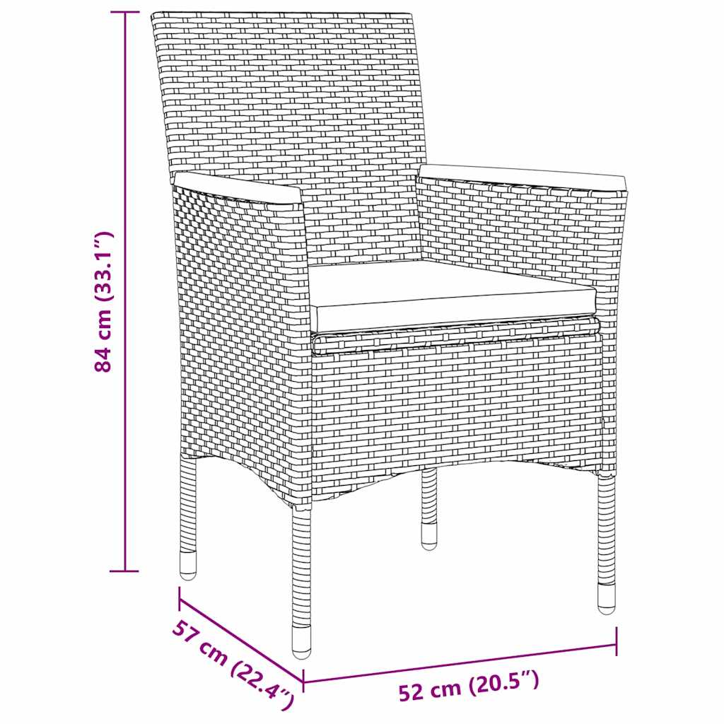 Ensemble de salle à manger pour jardin 3 pcs Gris polyrotin - XIOS