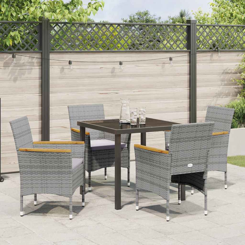 Ensemble de salle à manger pour jardin 5 pcs Gris polyrotin - XIOS