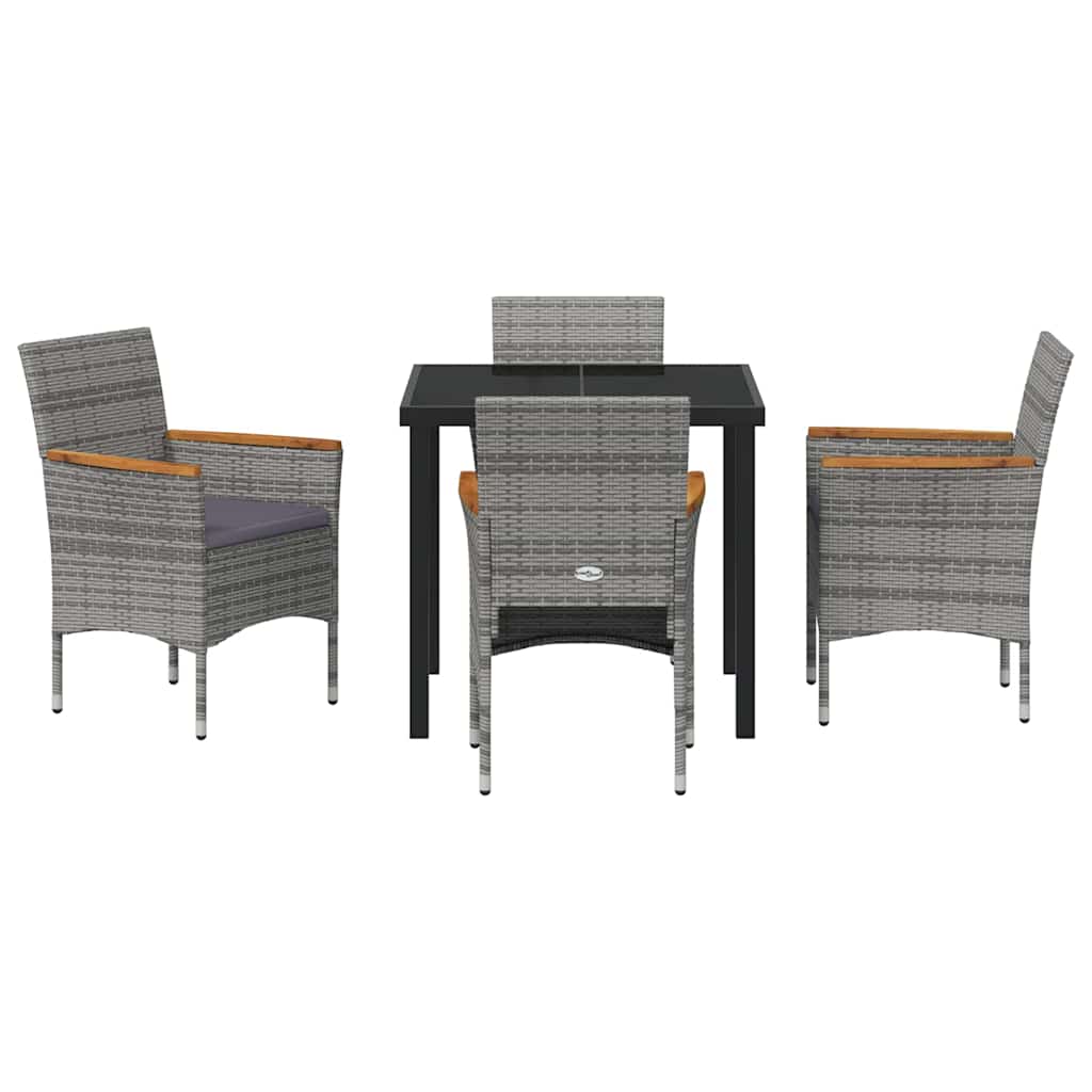 Ensemble de salle à manger pour jardin 5 pcs Gris polyrotin - XIOS
