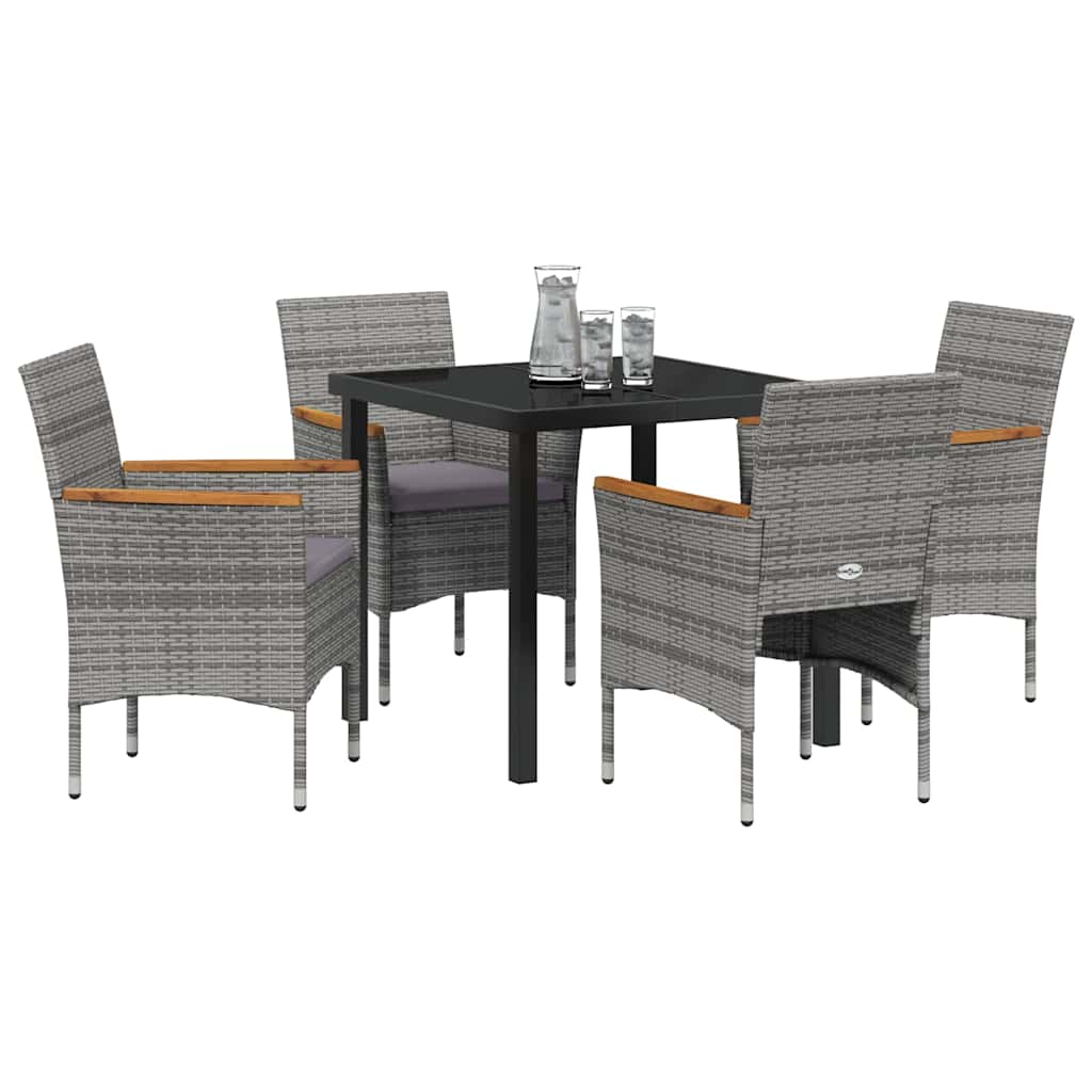 Ensemble de salle à manger pour jardin 5 pcs Gris polyrotin - XIOS