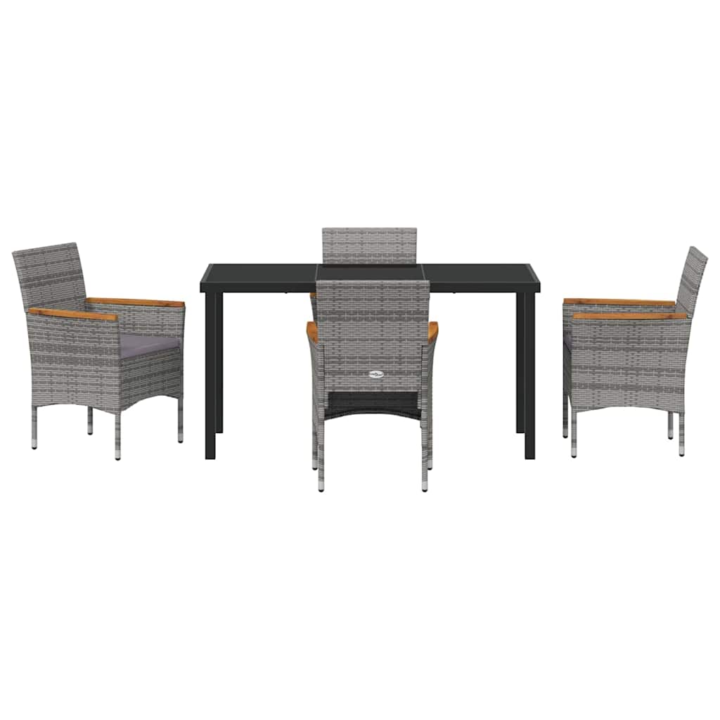 Ensemble de salle à manger pour jardin 5 pcs Gris polyrotin - XIOS