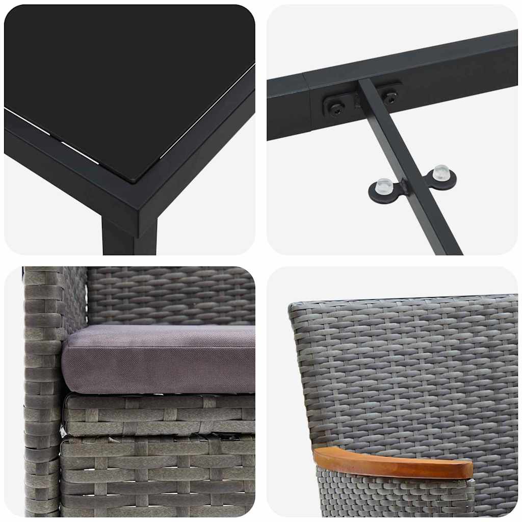 Ensemble de salle à manger pour jardin 5 pcs Gris polyrotin - XIOS