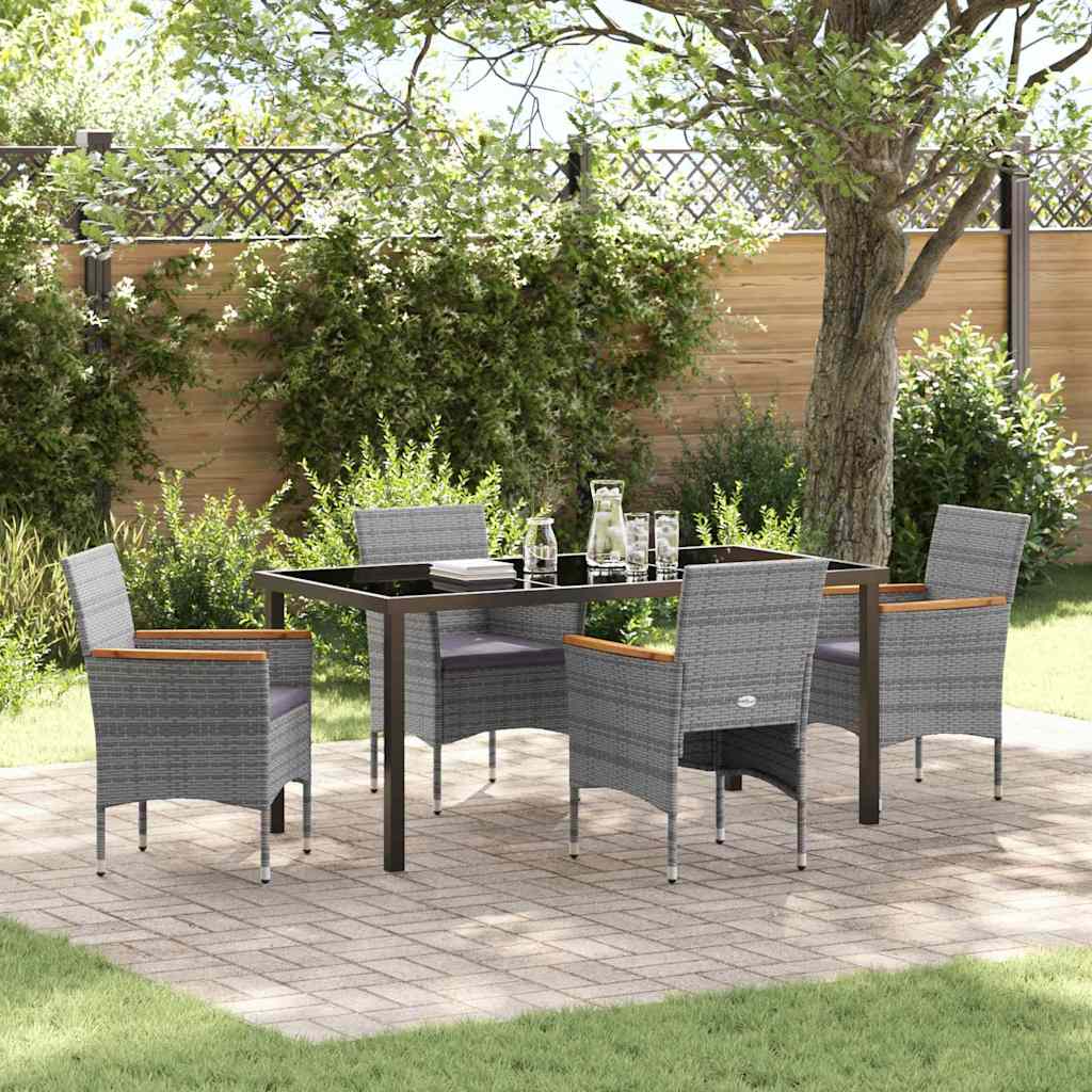 Ensemble de salle à manger pour jardin 5 pcs Gris polyrotin - XIOS