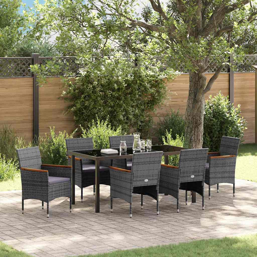 Ensemble de salle à manger pour jardin 7 pcs Gris polyrotin - XIOS