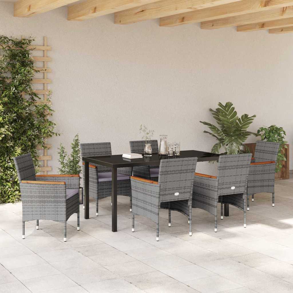 Ensemble de salle à manger pour jardin 7 pcs Gris polyrotin - XIOS