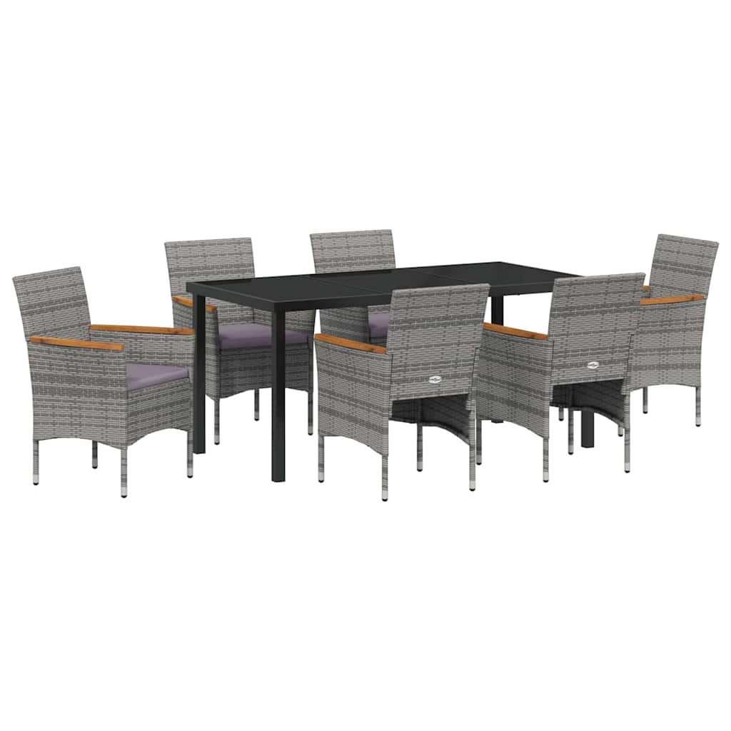 Ensemble de salle à manger pour jardin 7 pcs Gris polyrotin - XIOS