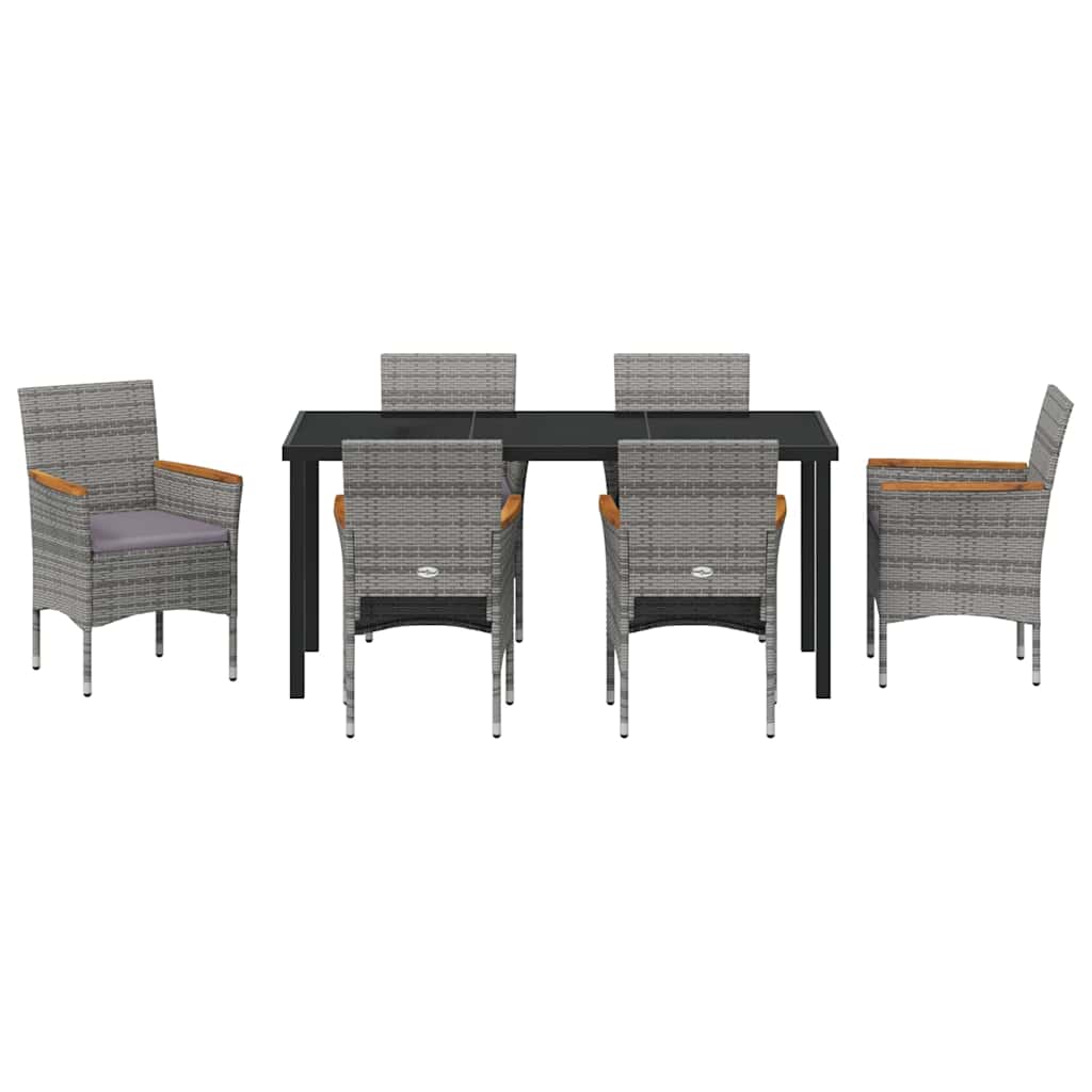 Ensemble de salle à manger pour jardin 7 pcs Gris polyrotin - XIOS