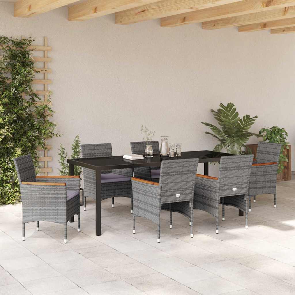 Ensemble de salle à manger pour jardin 7 pcs Gris polyrotin - XIOS