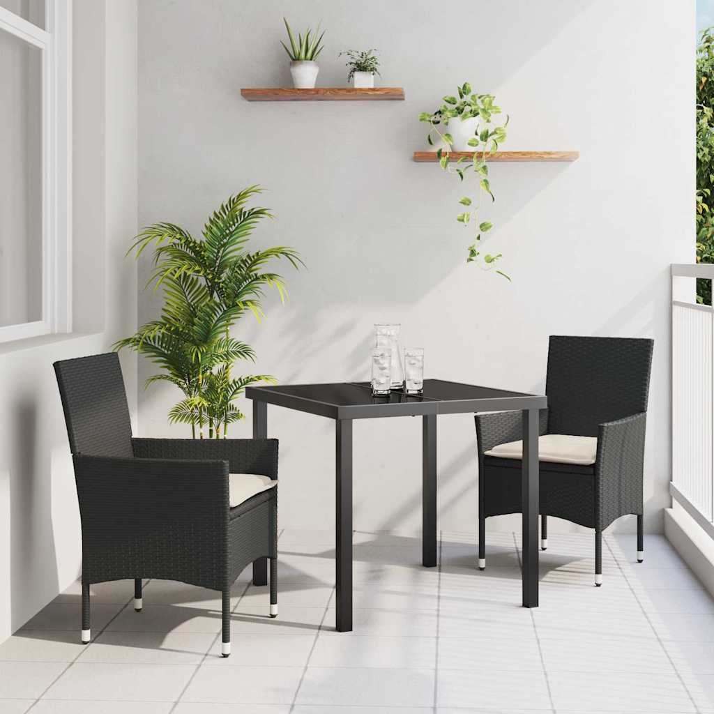 Ensemble de salle à manger pour jardin 3 pcs Noir polyrotin - XIOS