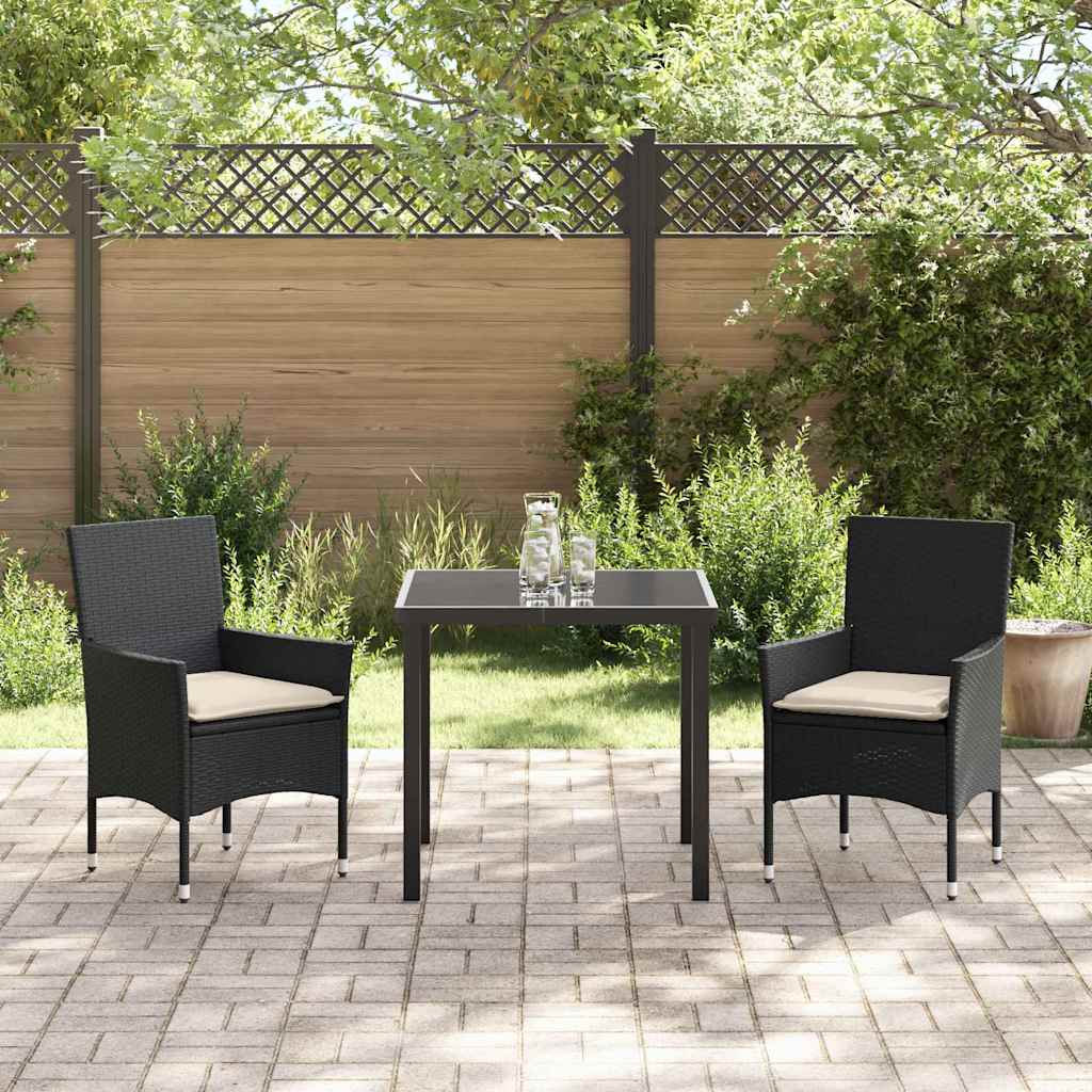 Ensemble de salle à manger pour jardin 3 pcs Noir polyrotin - XIOS