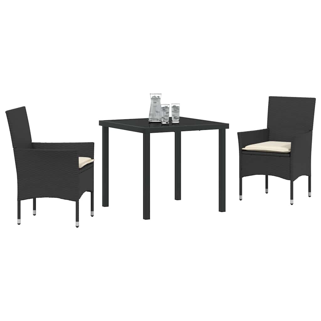 Ensemble de salle à manger pour jardin 3 pcs Noir polyrotin - XIOS