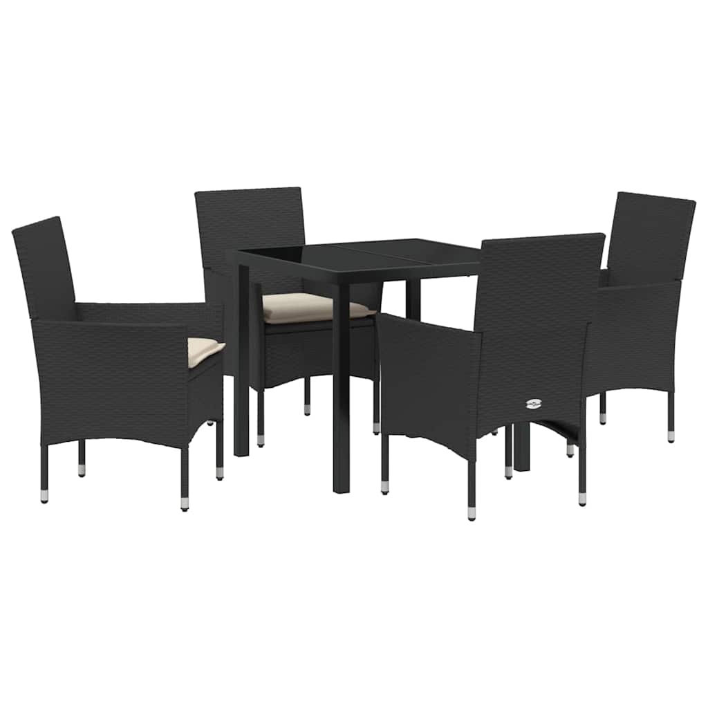 Ensemble de salle à manger pour jardin 5 pcs Noir polyrotin - XIOS