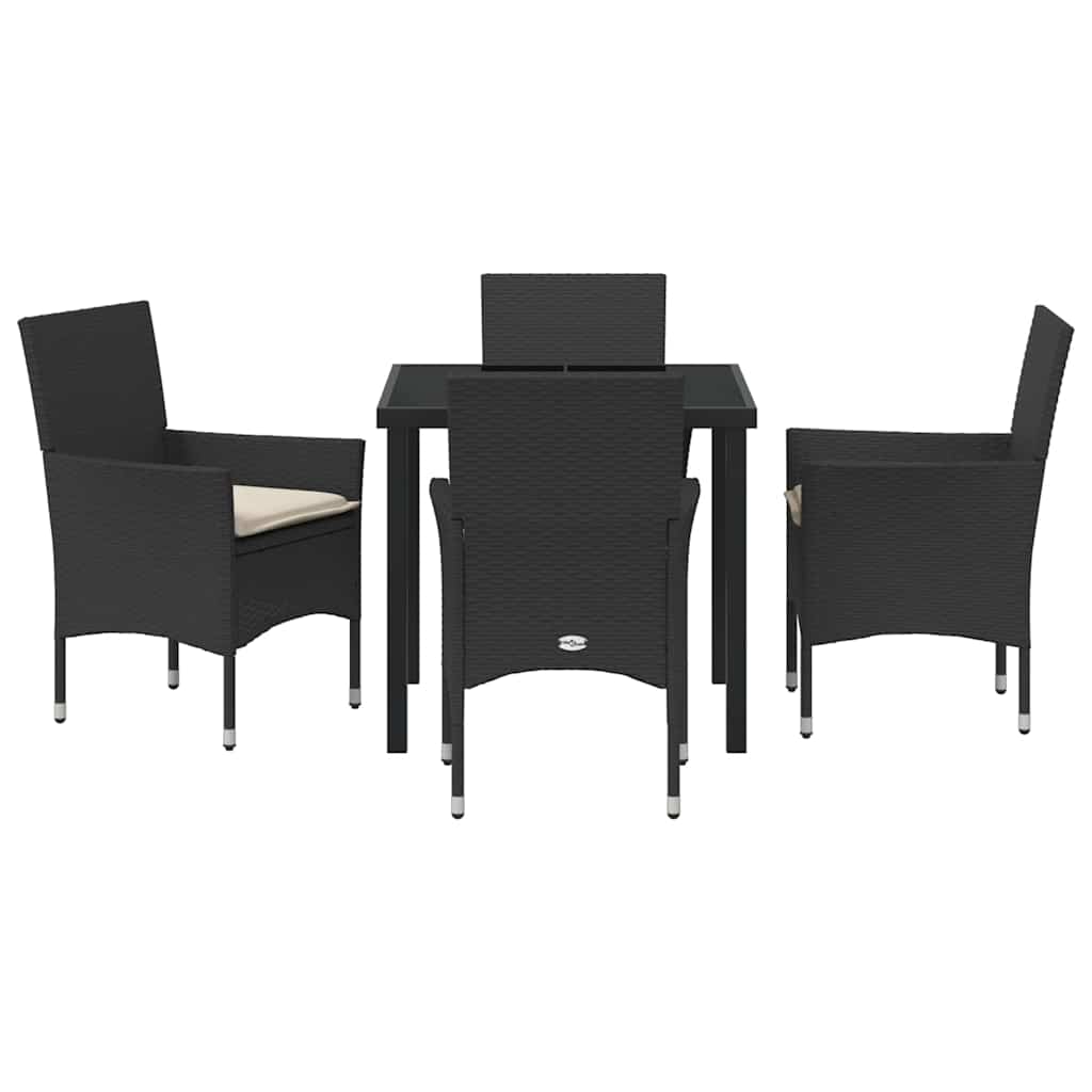 Ensemble de salle à manger pour jardin 5 pcs Noir polyrotin - XIOS