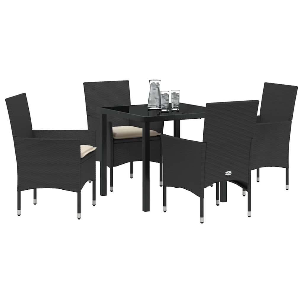Ensemble de salle à manger pour jardin 5 pcs Noir polyrotin - XIOS