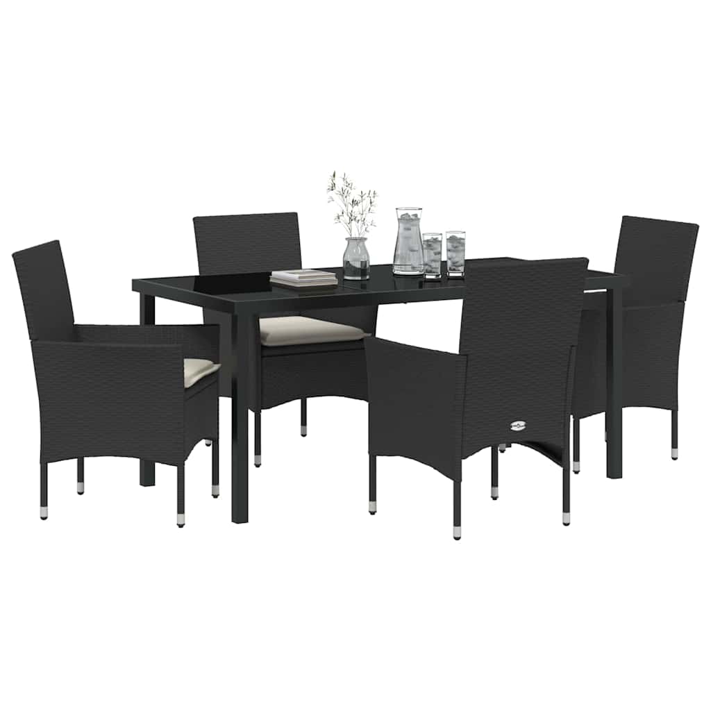 Ensemble de salle à manger pour jardin 5 pcs Noir polyrotin - XIOS