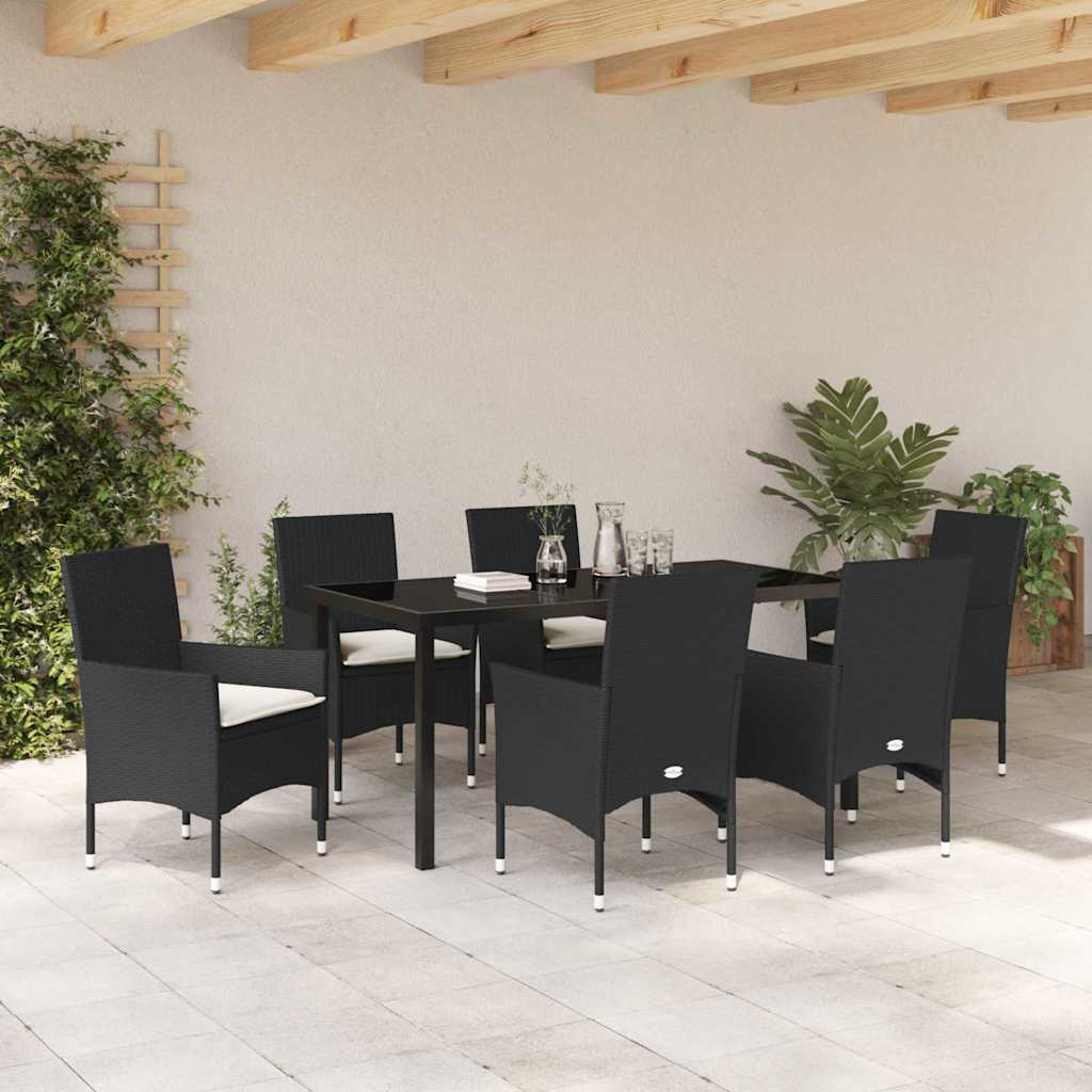 Ensemble de salle à manger pour jardin 7 pcs Noir polyrotin - XIOS