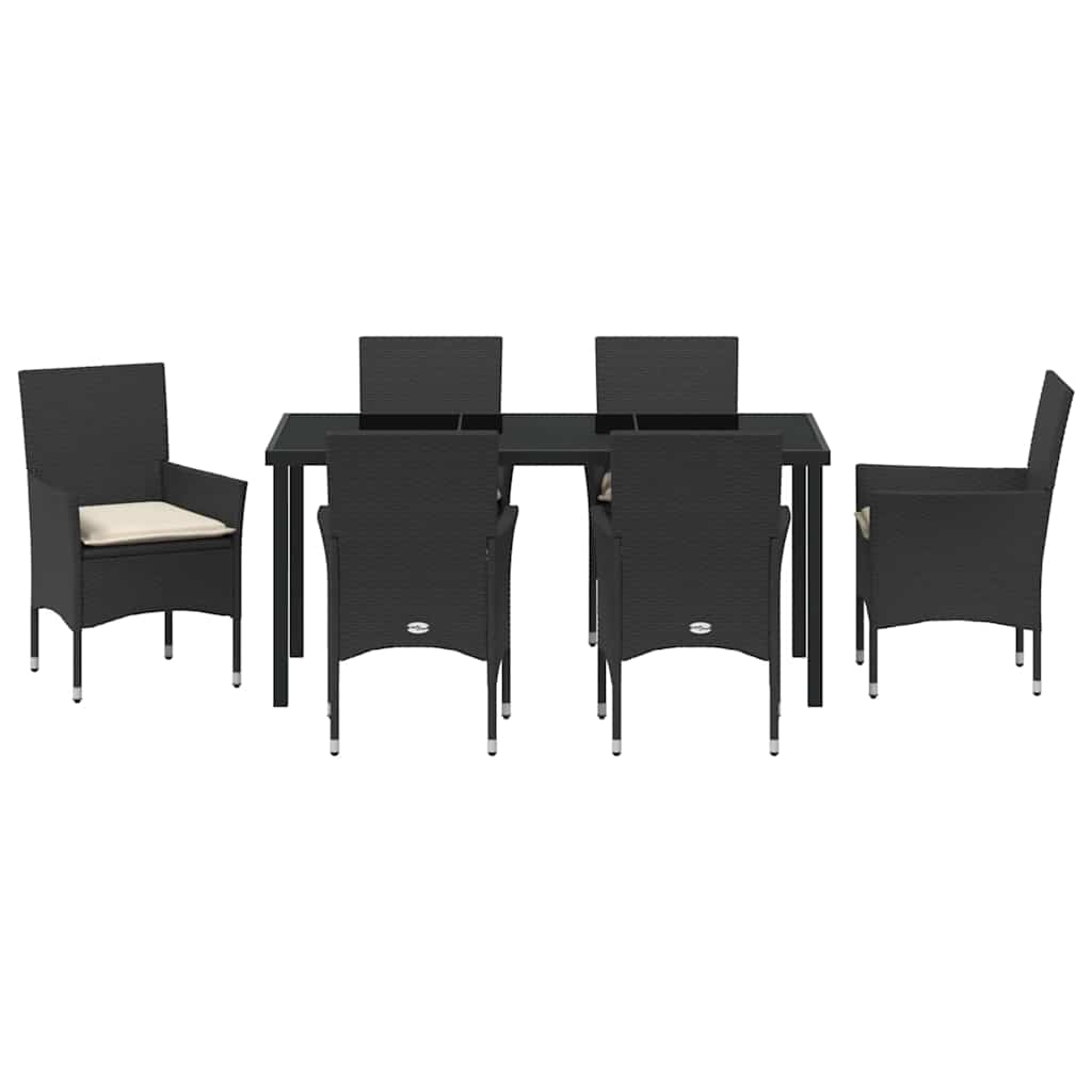 Ensemble de salle à manger pour jardin 7 pcs Noir polyrotin - XIOS