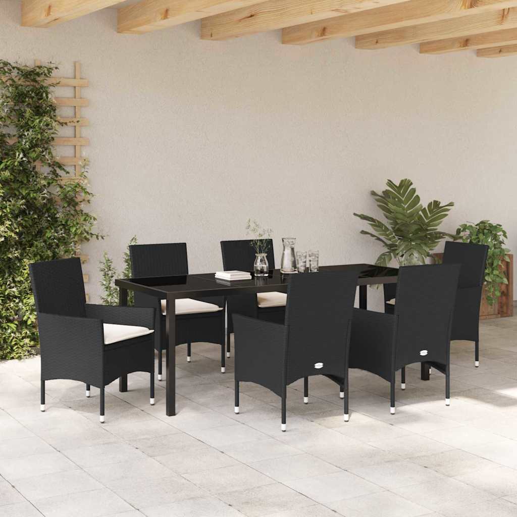 Ensemble de salle à manger pour jardin 7 pcs Noir polyrotin - XIOS