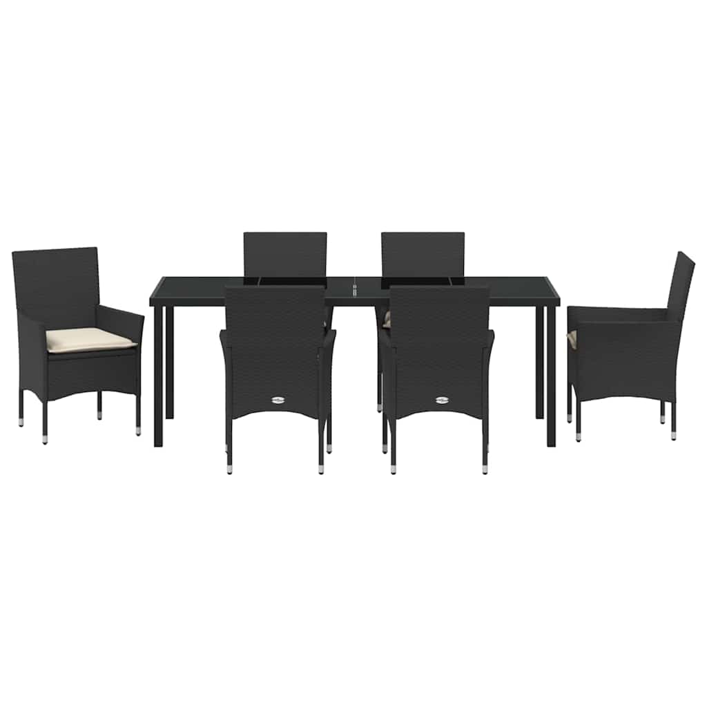 Ensemble de salle à manger pour jardin 7 pcs Noir polyrotin - XIOS