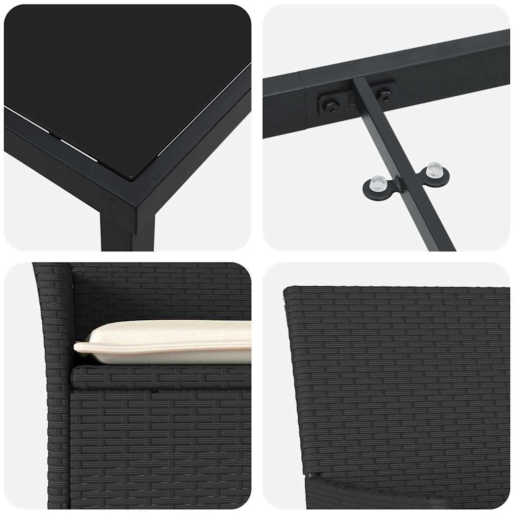 Ensemble de salle à manger pour jardin 9 pcs Noir polyrotin - XIOS