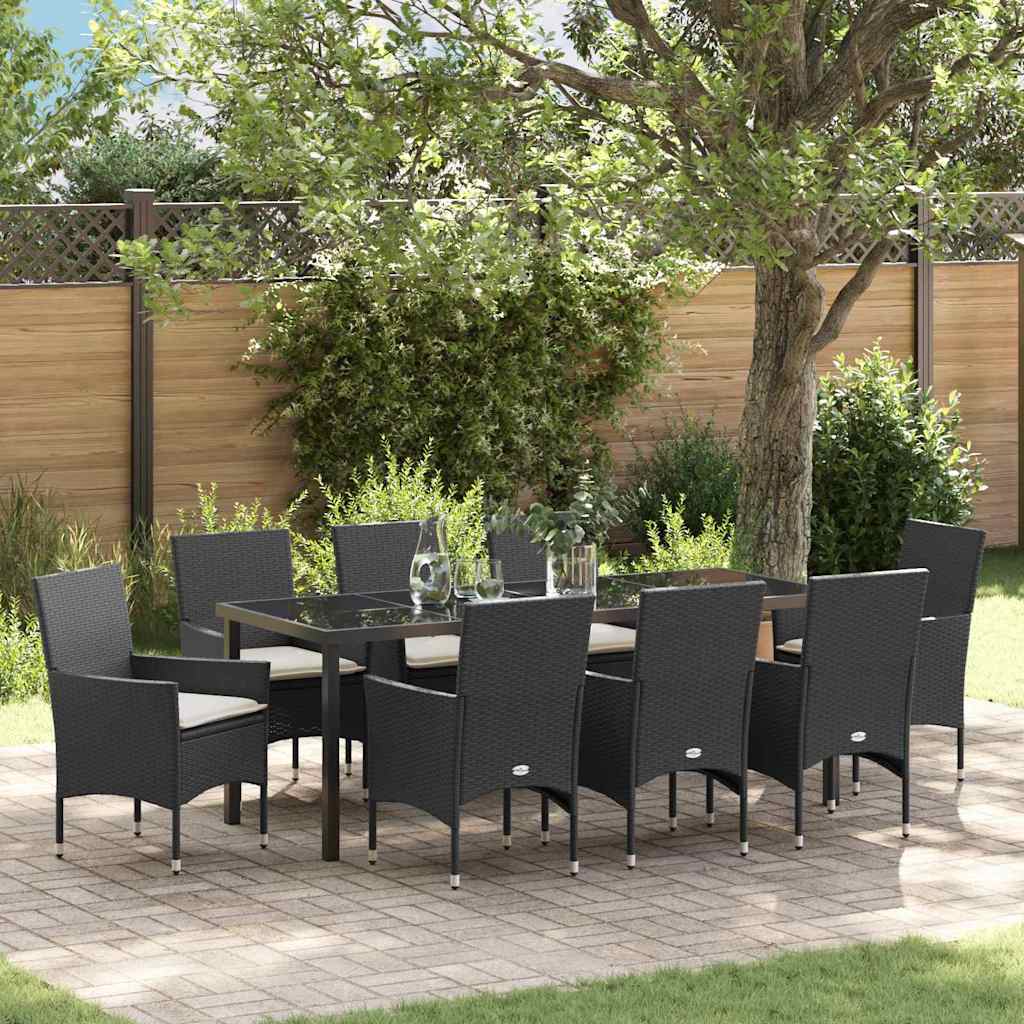Ensemble de salle à manger pour jardin 9 pcs Noir polyrotin - XIOS