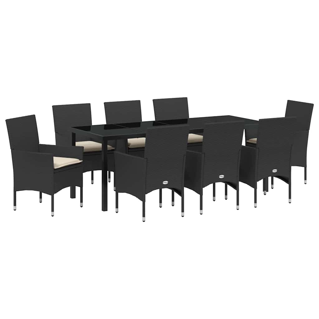Ensemble de salle à manger pour jardin 9 pcs Noir polyrotin - XIOS