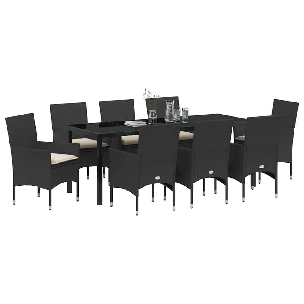 Ensemble de salle à manger pour jardin 9 pcs Noir polyrotin - XIOS