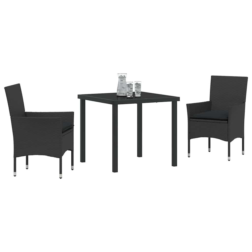 Ensemble de salle à manger pour jardin 3 pcs Noir polyrotin - XIOS