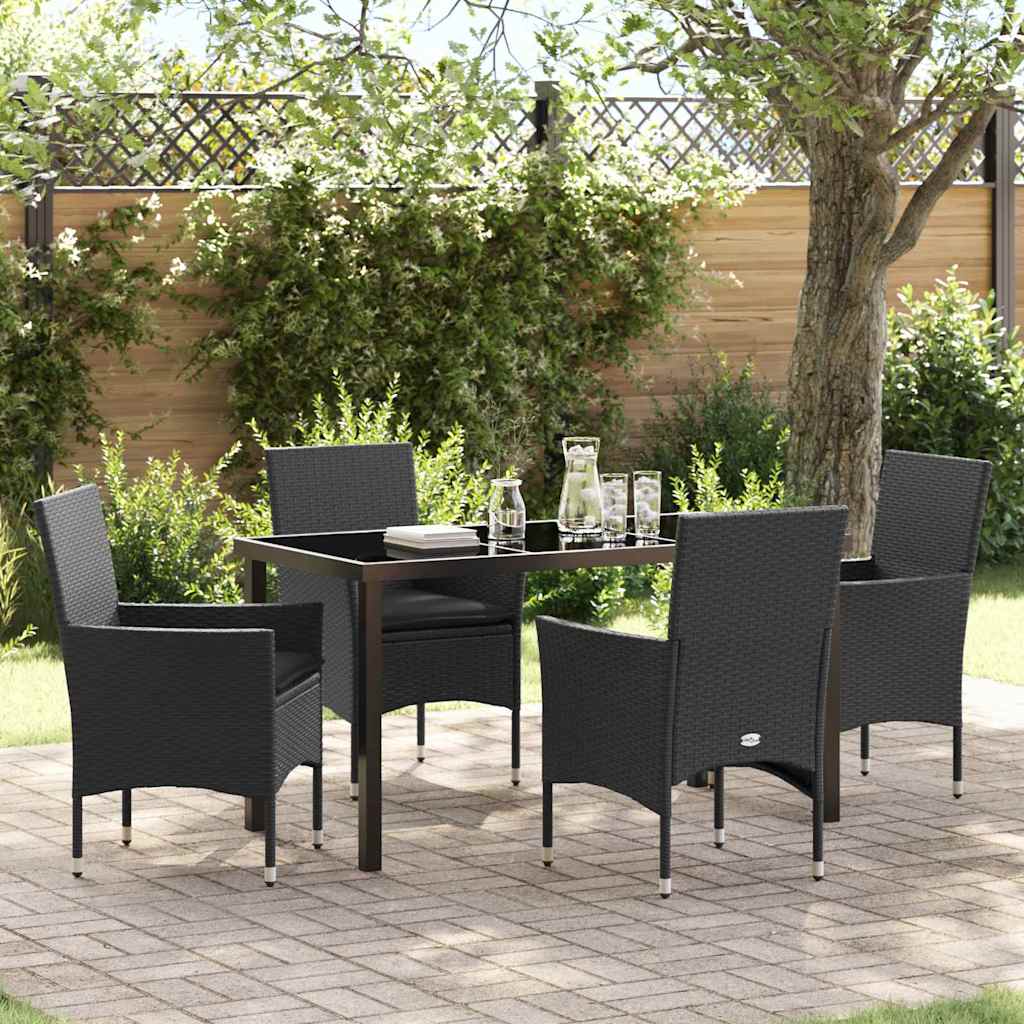 Ensemble de salle à manger pour jardin 5 pcs Noir polyrotin - XIOS