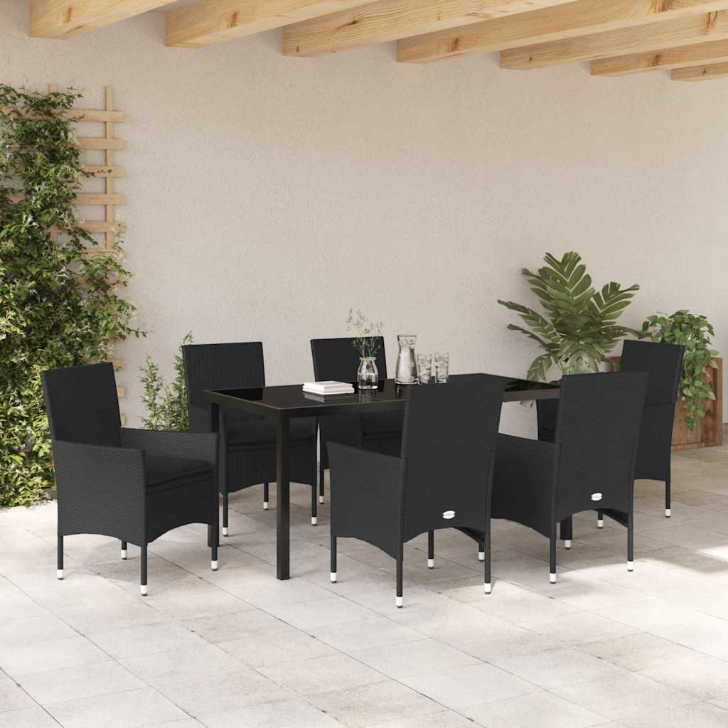 Ensemble de salle à manger pour jardin 7 pcs Noir polyrotin - XIOS