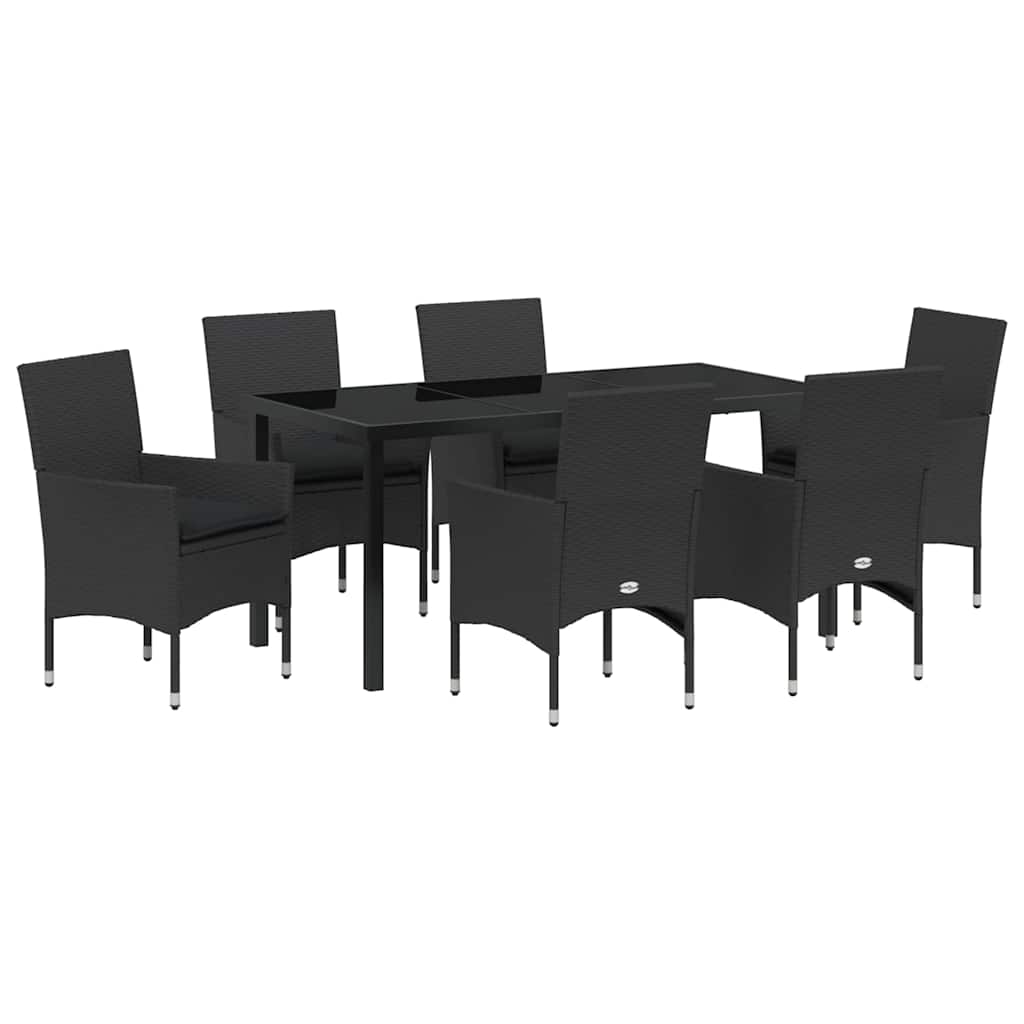 Ensemble de salle à manger pour jardin 7 pcs Noir polyrotin - XIOS