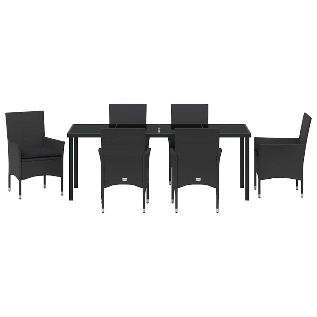 Ensemble de salle à manger pour jardin 7 pcs Noir polyrotin - XIOS