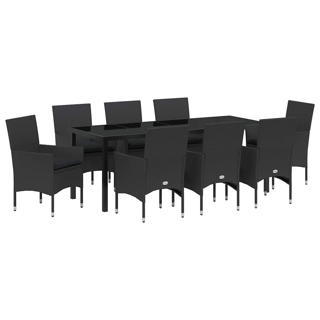 Ensemble de salle à manger pour jardin 9 pcs Noir polyrotin