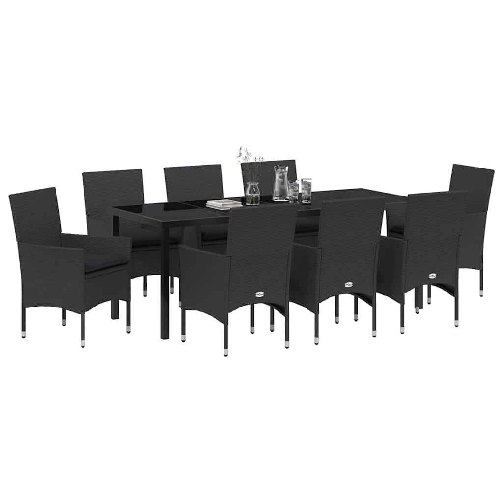 Ensemble de salle à manger pour jardin 9 pcs Noir polyrotin