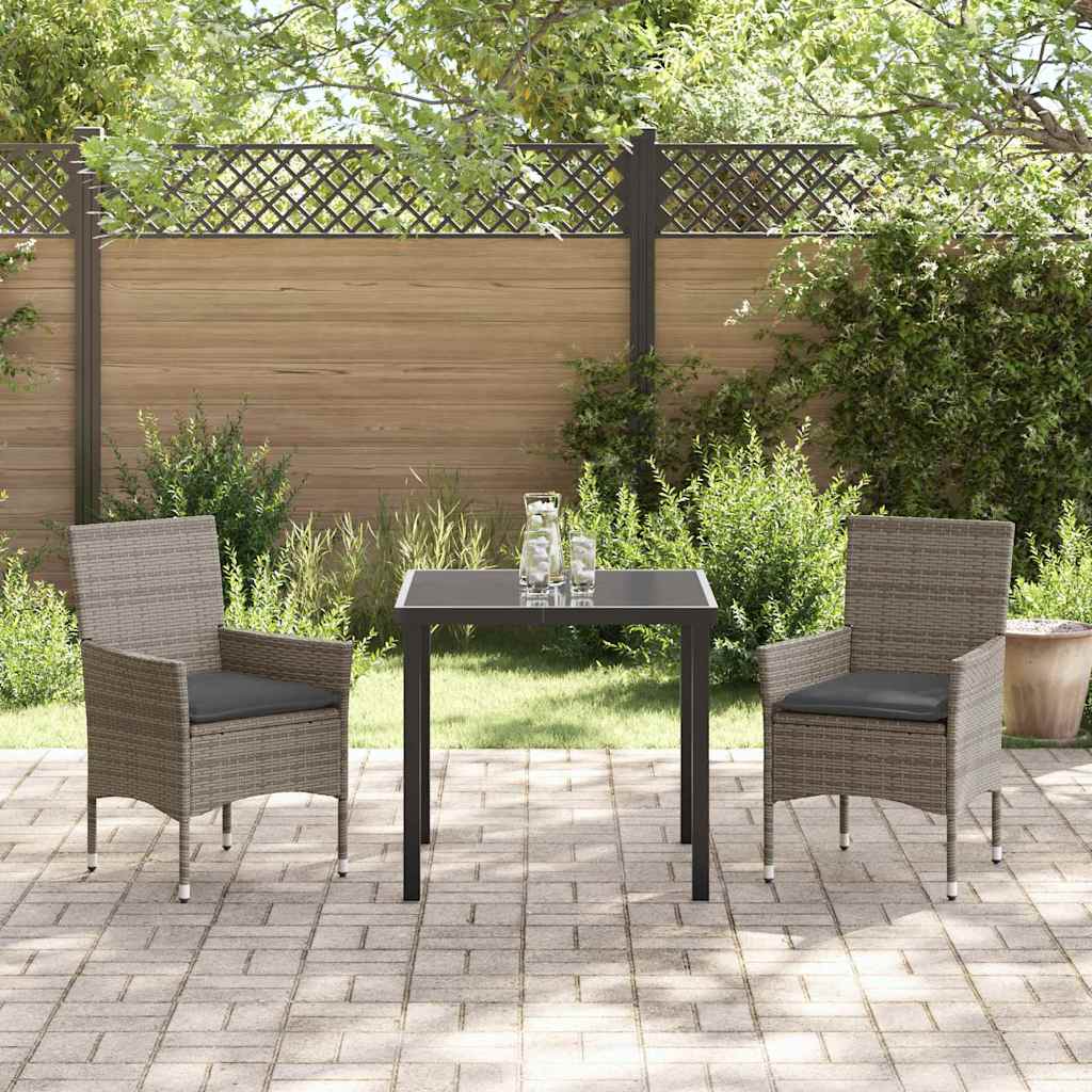 Ensemble de salle à manger pour jardin 3 pcs Gris polyrotin - XIOS