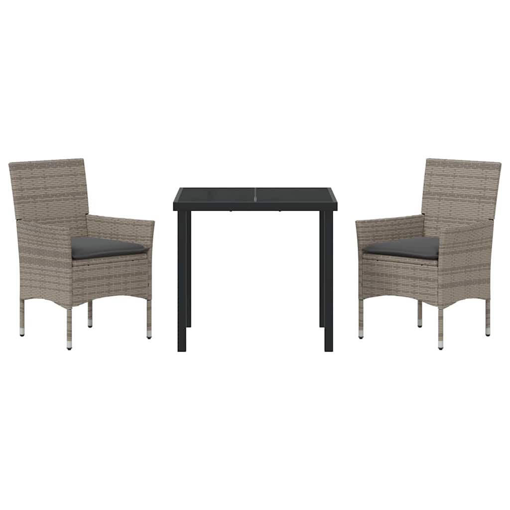 Ensemble de salle à manger pour jardin 3 pcs Gris polyrotin - XIOS