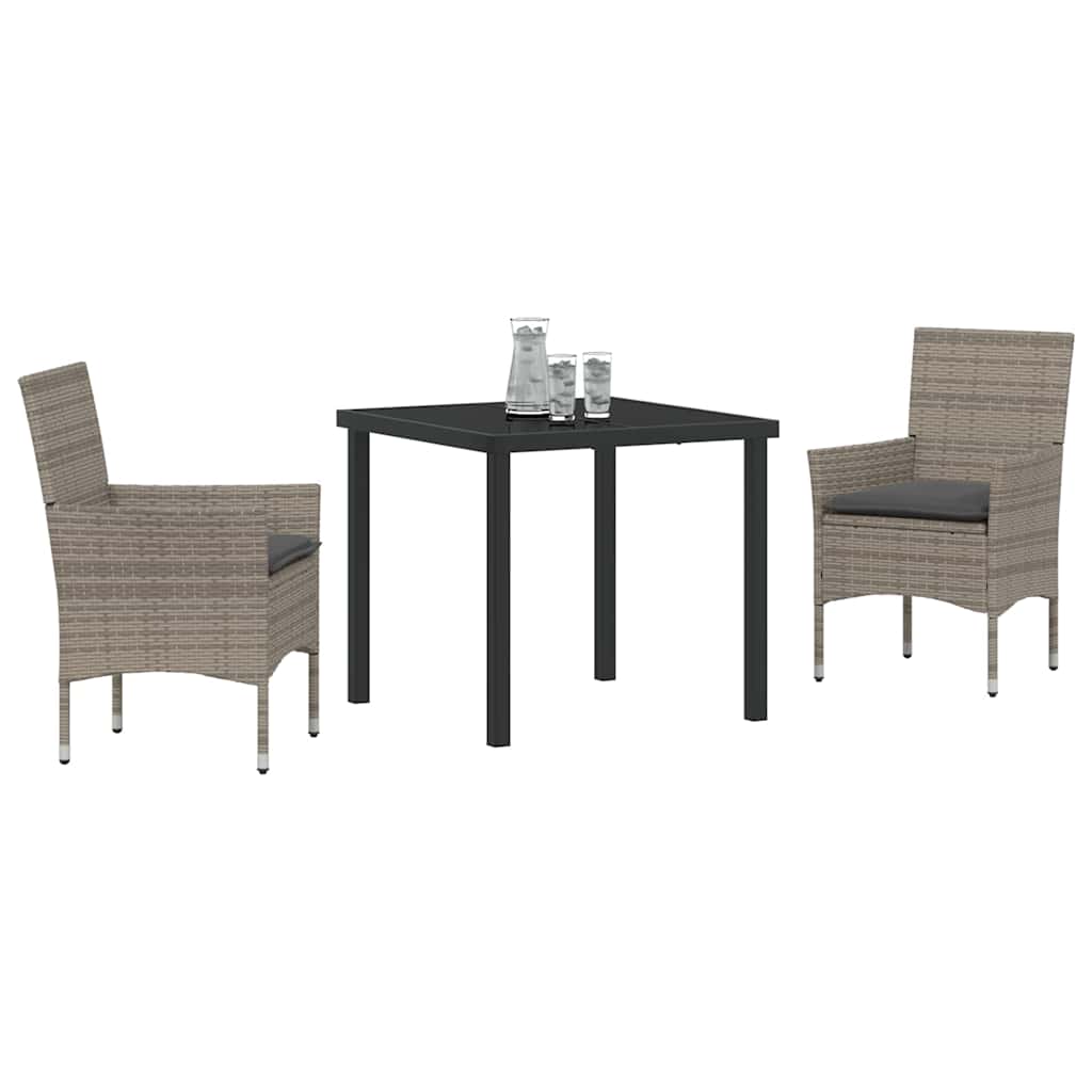 Ensemble de salle à manger pour jardin 3 pcs Gris polyrotin - XIOS