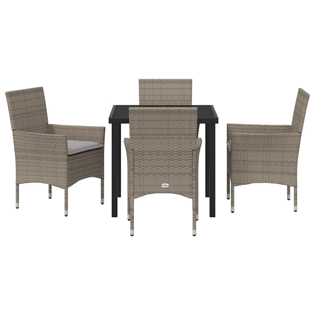 Ensemble de salle à manger pour jardin 5 pcs Gris polyrotin - XIOS