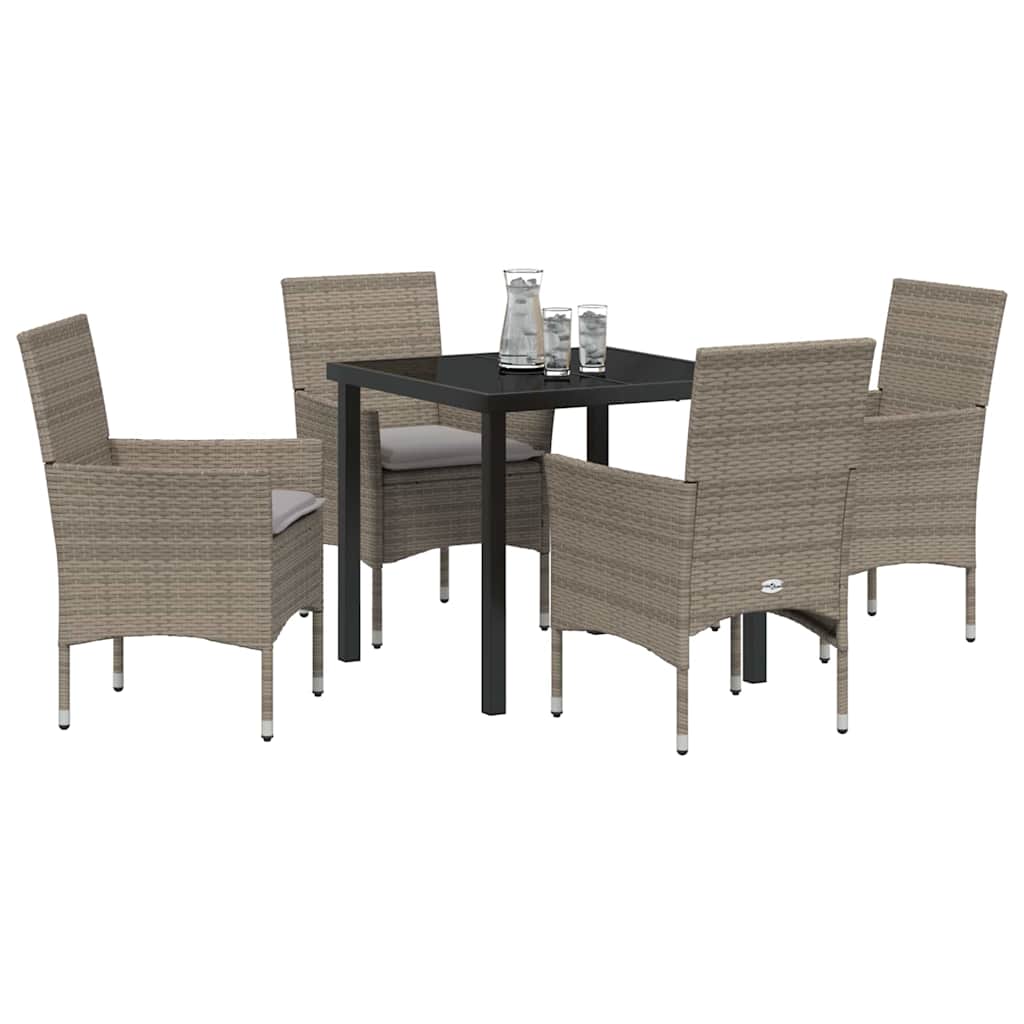 Ensemble de salle à manger pour jardin 5 pcs Gris polyrotin - XIOS