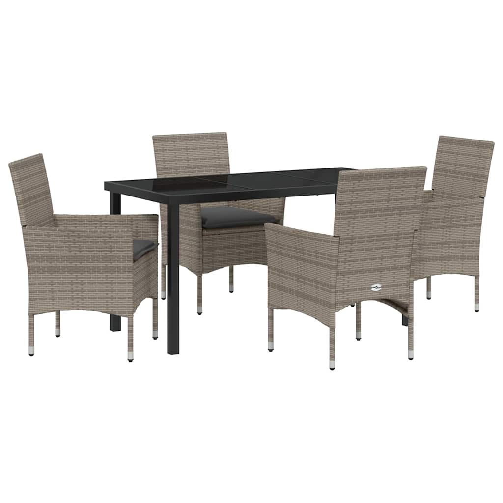 Ensemble de salle à manger pour jardin 5 pcs Gris polyrotin - XIOS