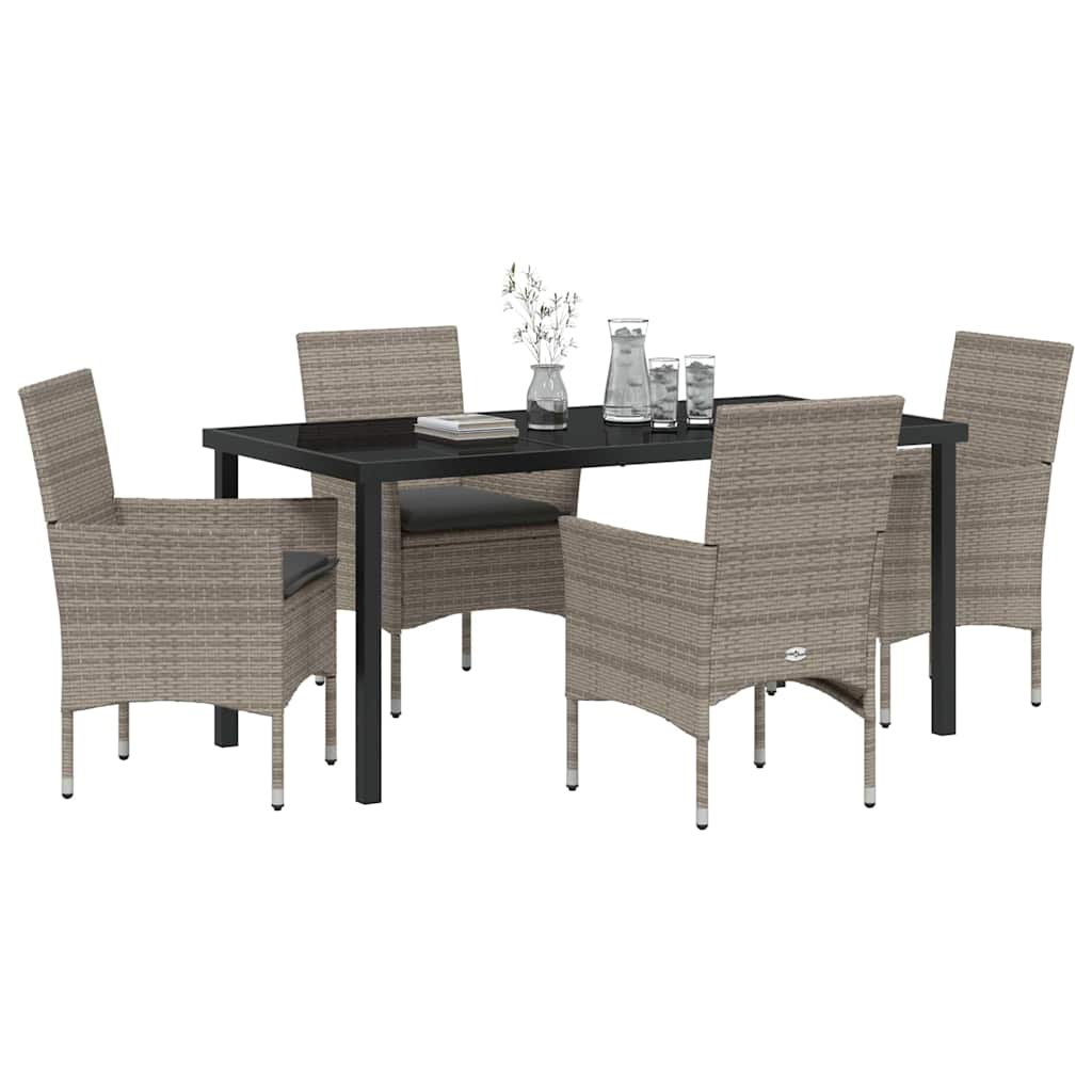 Ensemble de salle à manger pour jardin 5 pcs Gris polyrotin - XIOS