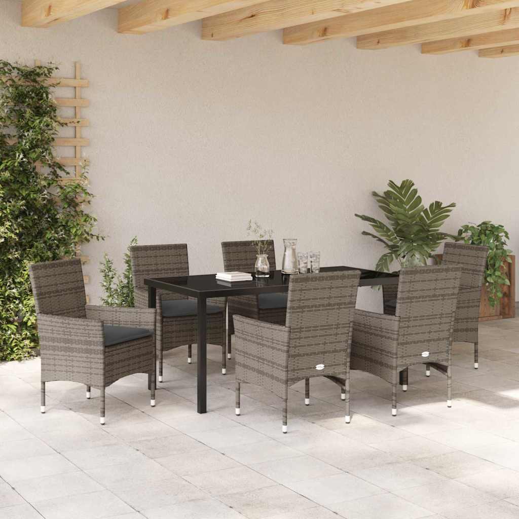 Ensemble de salle à manger pour jardin 7 pcs Gris polyrotin - XIOS