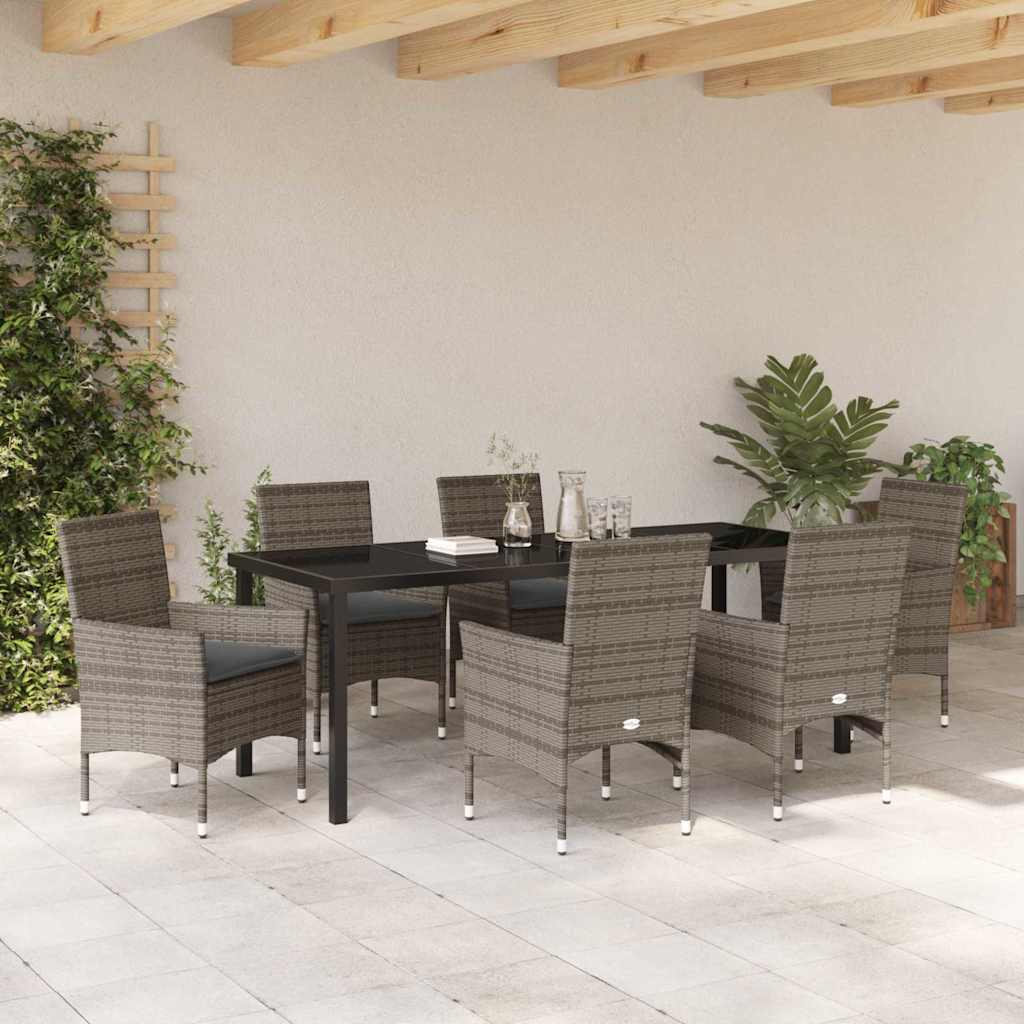 Ensemble de salle à manger pour jardin 7 pcs Gris polyrotin - XIOS