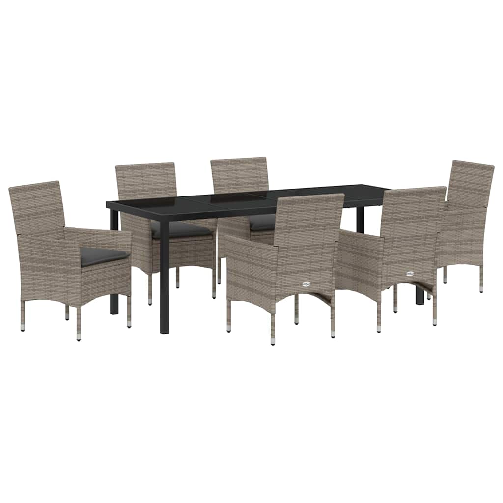 Ensemble de salle à manger pour jardin 7 pcs Gris polyrotin - XIOS