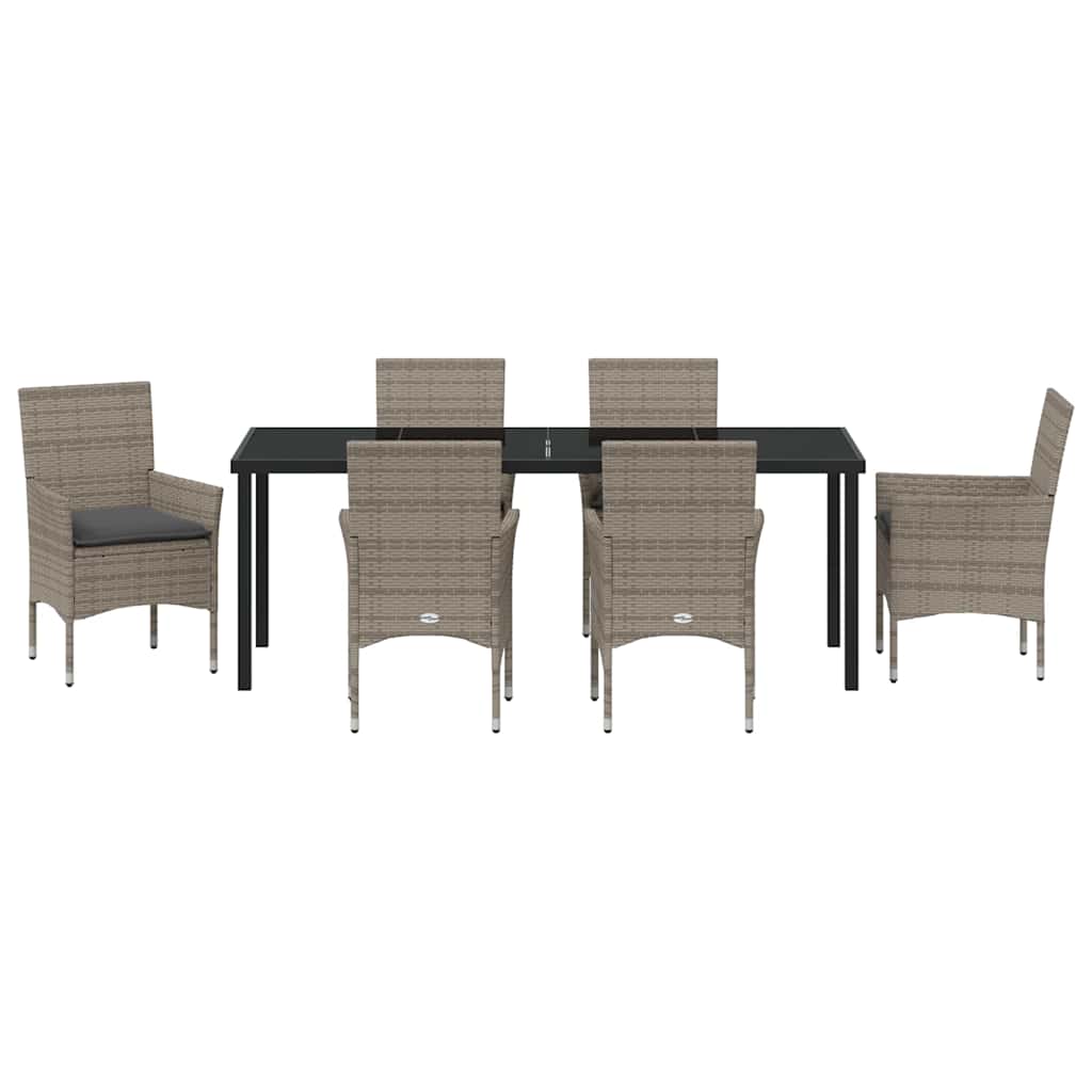 Ensemble de salle à manger pour jardin 7 pcs Gris polyrotin - XIOS