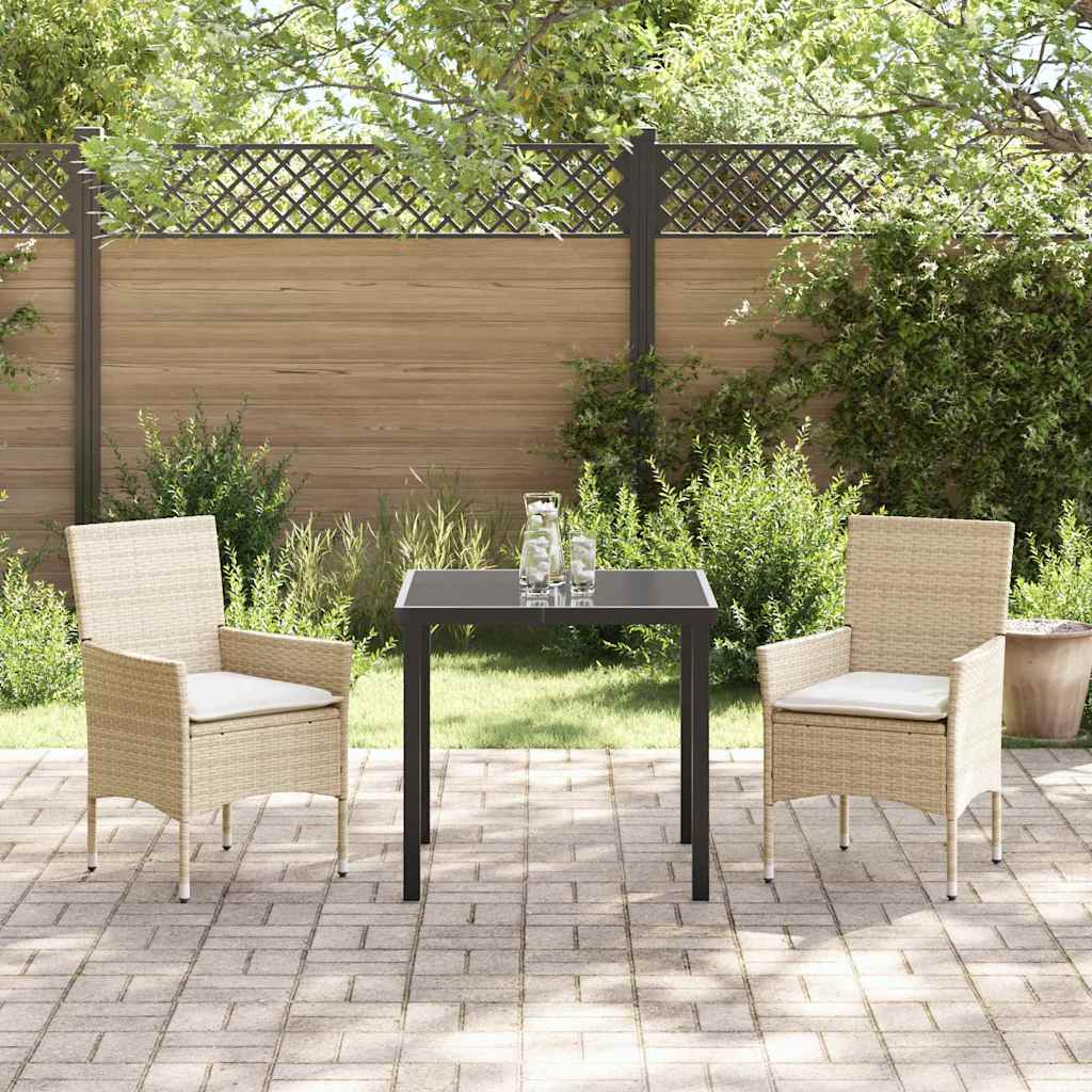 Ensemble de salle à manger pour jardin 3 pcs Beige polyrotin