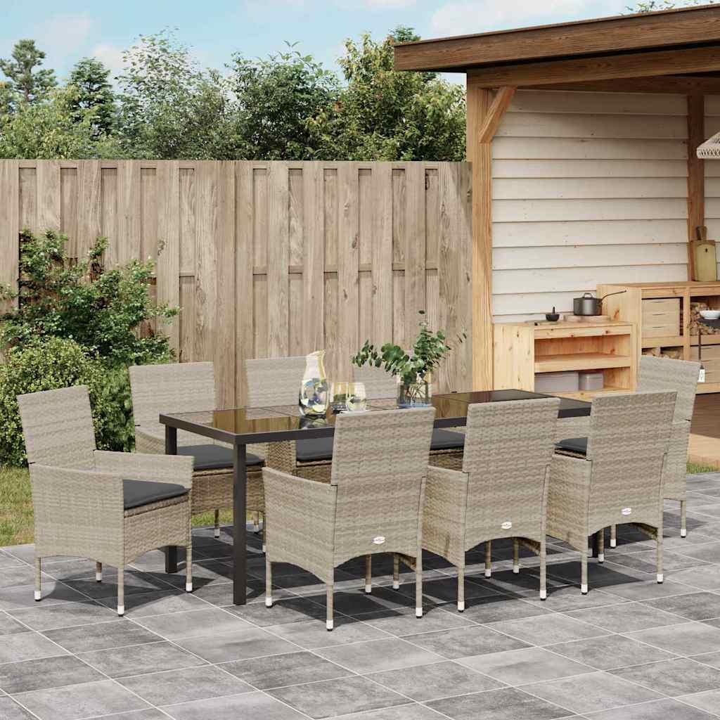 Ensemble de salle à manger pour jardin 9 pcs Gris clair - XIOS